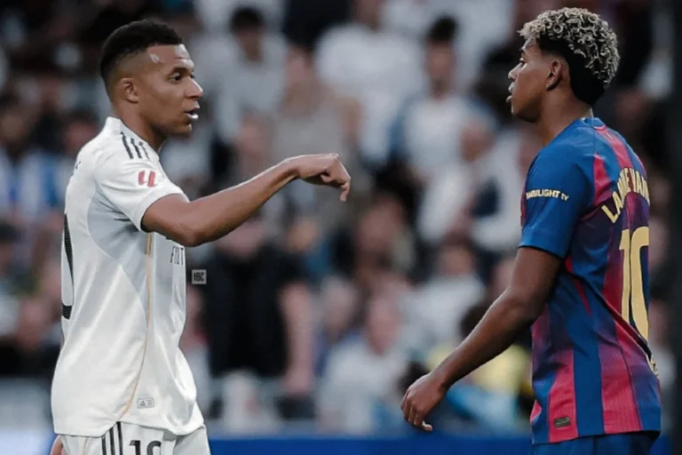 Kilians Mbapē un Lamins Jamals, Barcelona, Madrides Real, futbolazinas.com