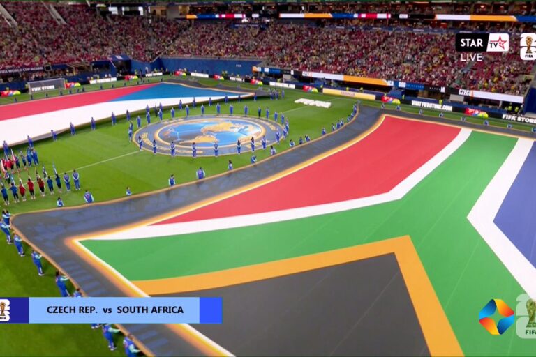 Čehijas un Dienvidāfrikas izlašu spēles atklāšanas ceremonija. 2026.gada Pasaules kausa izcīņas finālturnīrs