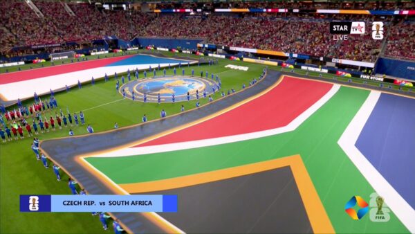 Čehijas un Dienvidāfrikas izlašu spēles atklāšanas ceremonija. 2026.gada Pasaules kausa izcīņas finālturnīrs