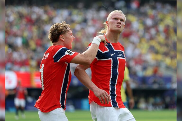 Norvēģijas futbola izlase un Ērlings Hālands (pa labi). 2026.gada Pasaules kausa izcīņas finālturnīrs